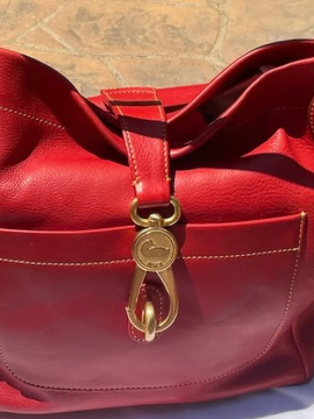 Dooney and Bourke- Red Florentine Leather Hobo Lock Bag *NWT